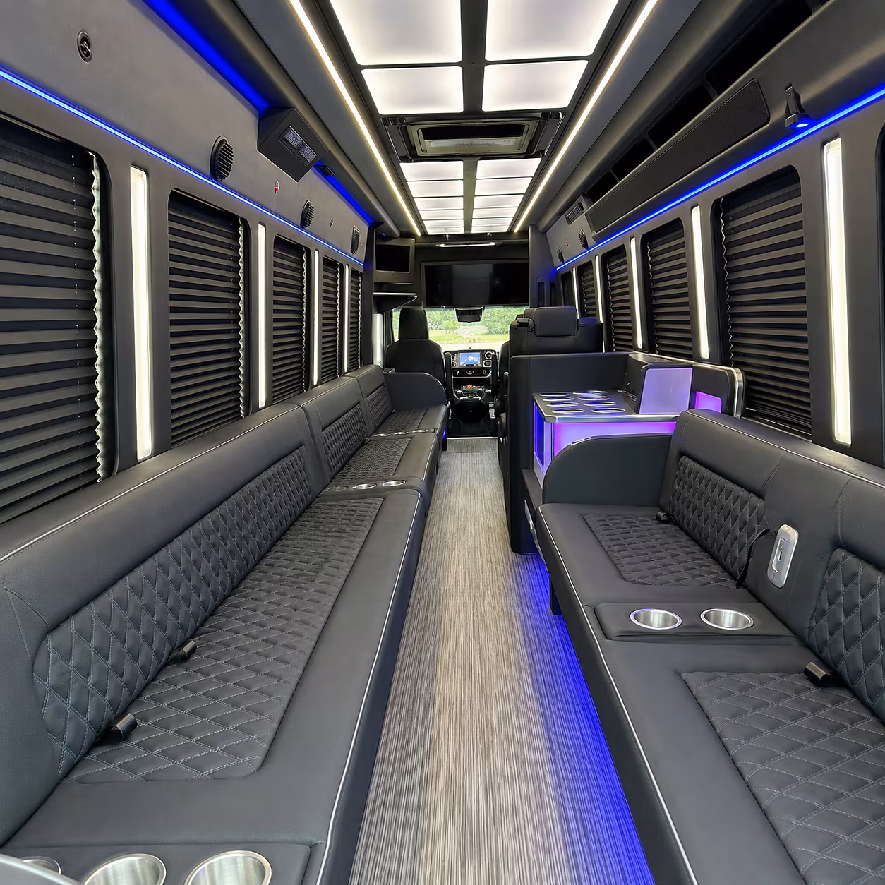 Newport News Wedding Transportation party bus interior