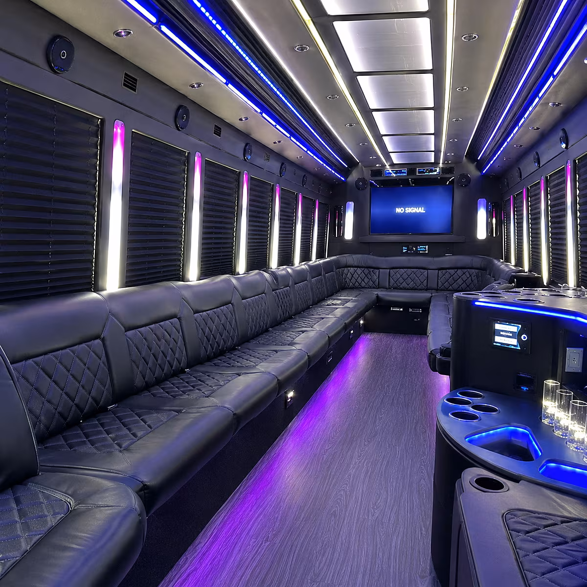 Newport News Wedding Transportation party bus interior